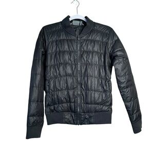 Athleta Jacket Womens Small Black Dobby Goose Down Puffer Coat Bomber Quilted